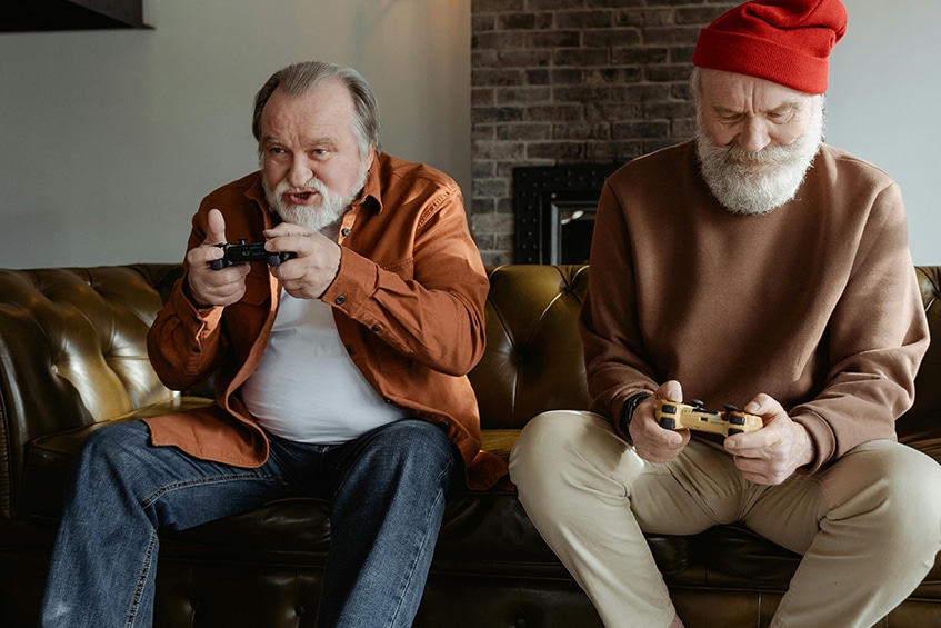 Two elderly gamers